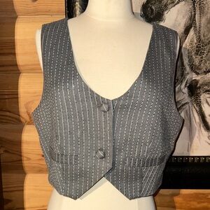 Stylish Women's Gray Pinstripe Vest
